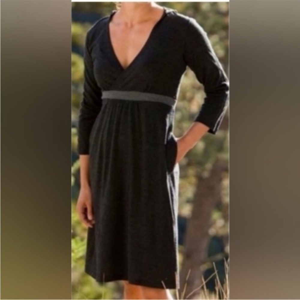 Ibex Charcoal A-Line 3/4 Sleeve Wool Dress
